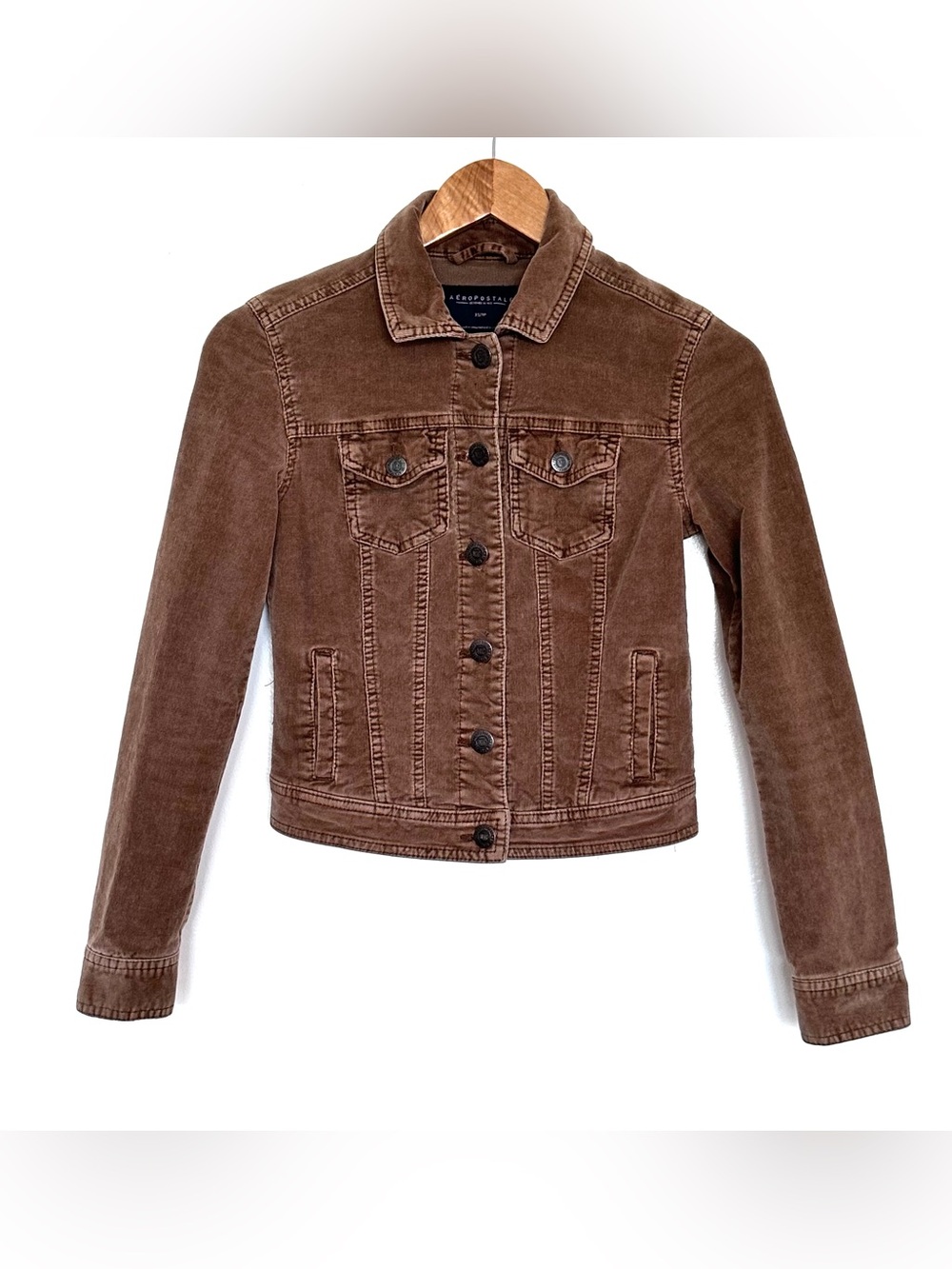 Aeropostale Jacket Women’s XS Brown Corduroy Long Sleeve Collared Pockets